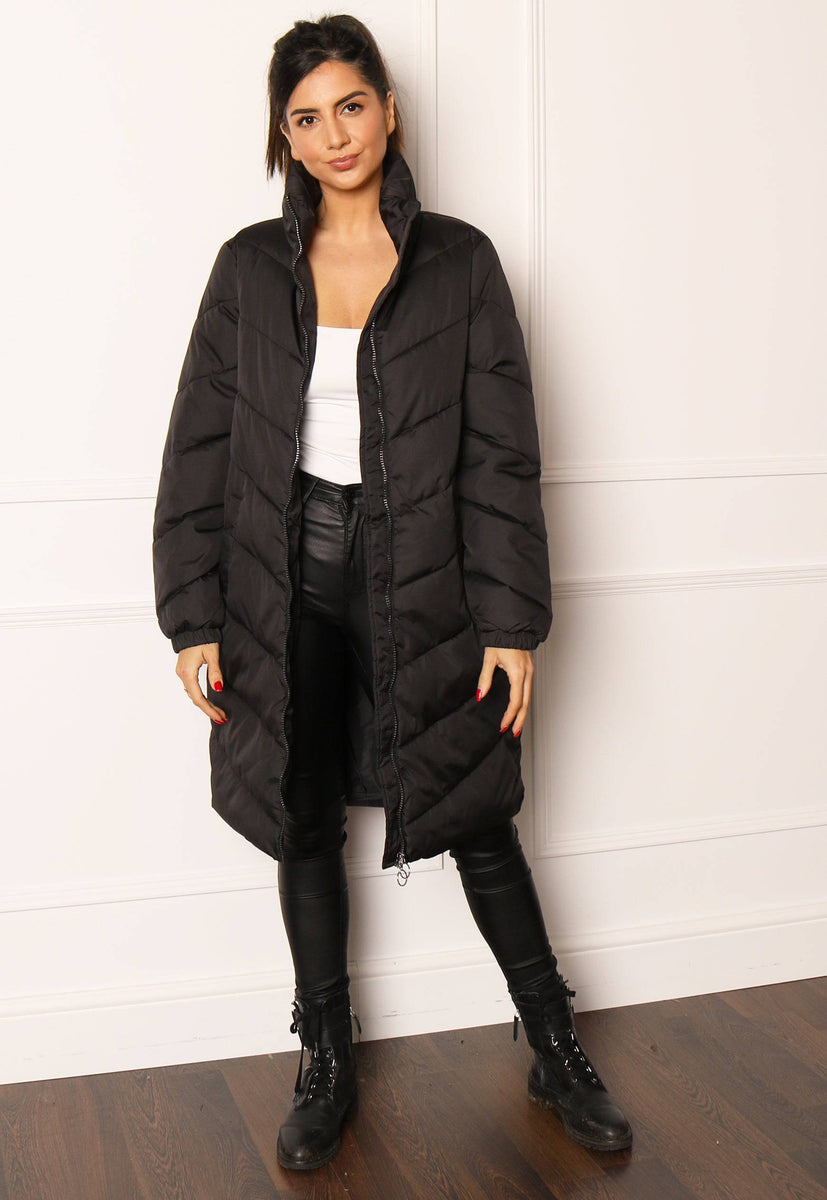 JDY Finno Longline Padded Puffer Coat in Black | One Nation Clothing ...
