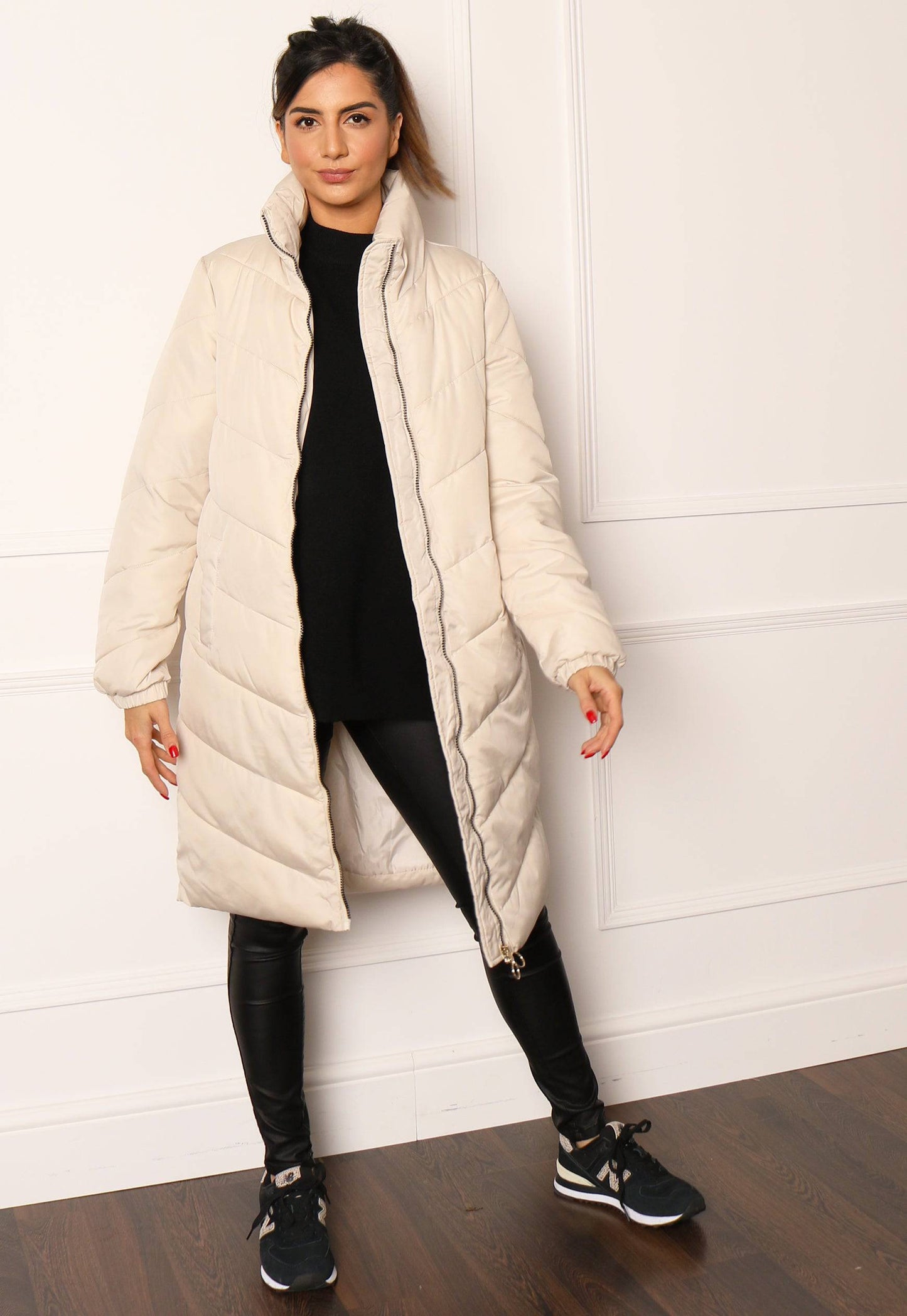 
                  
                    JDY Finno Longline Padded Puffer Coat in Cream - One Nation Clothing
                  
                