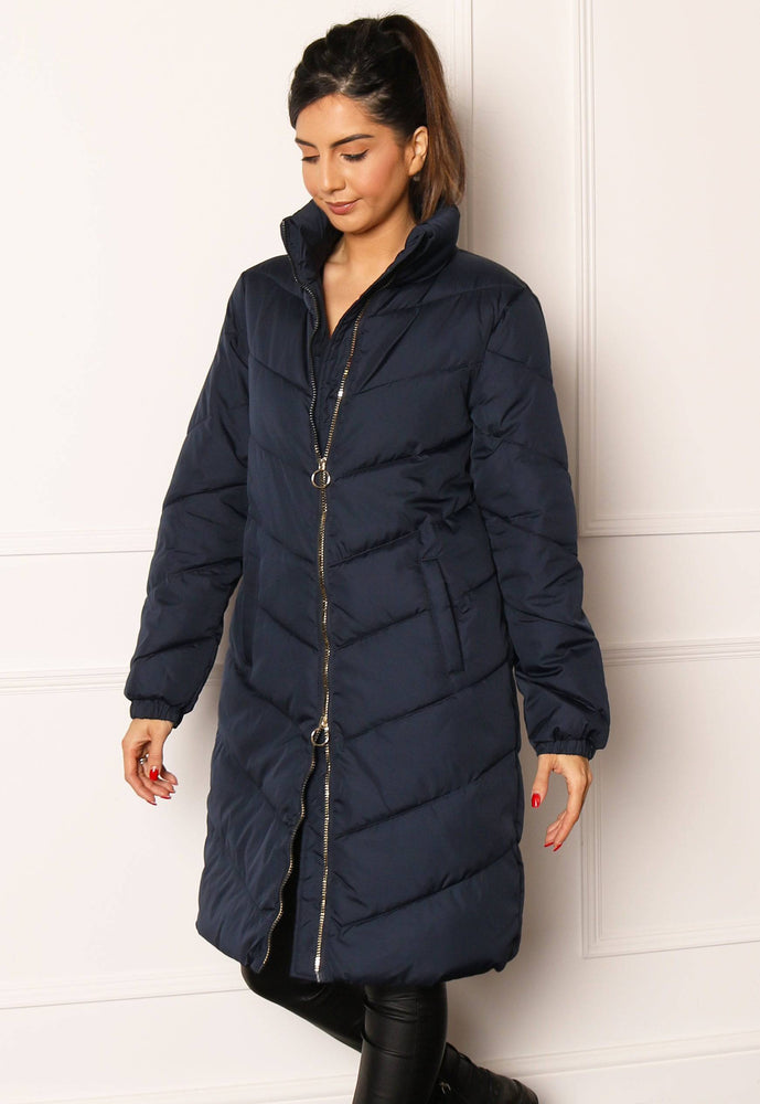 JDY Finno Longline Padded Puffer Coat in Navy | One Nation Clothing JDY ...