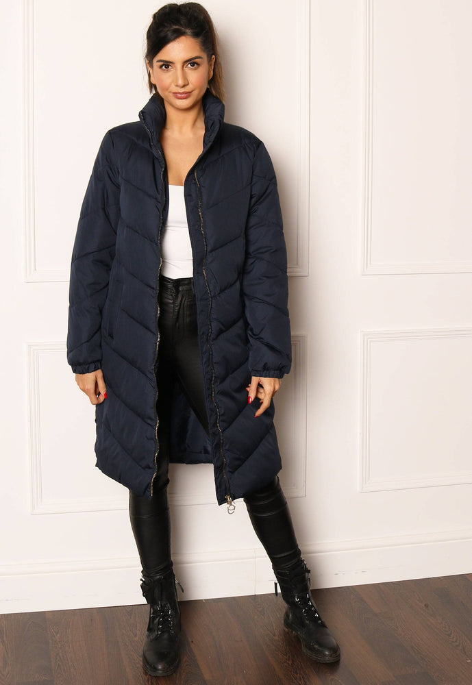 
                  
                    JDY Finno Longline Padded Puffer Coat in Navy - One Nation Clothing
                  
                