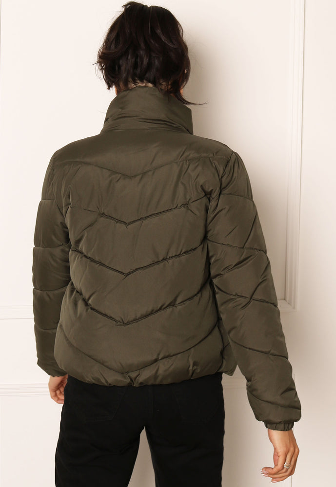 
                  
                    JDY Finno Short Padded Puffer Jacket in Khaki Green - One Nation Clothing
                  
                