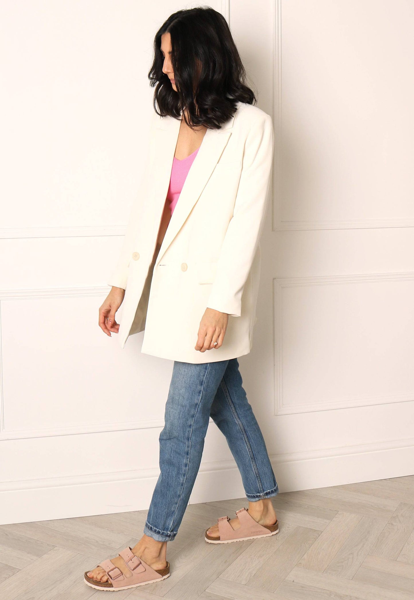 
                  
                    ONLY Casia Oversized Double Breasted Blazer in Cream - One Nation Clothing
                  
                