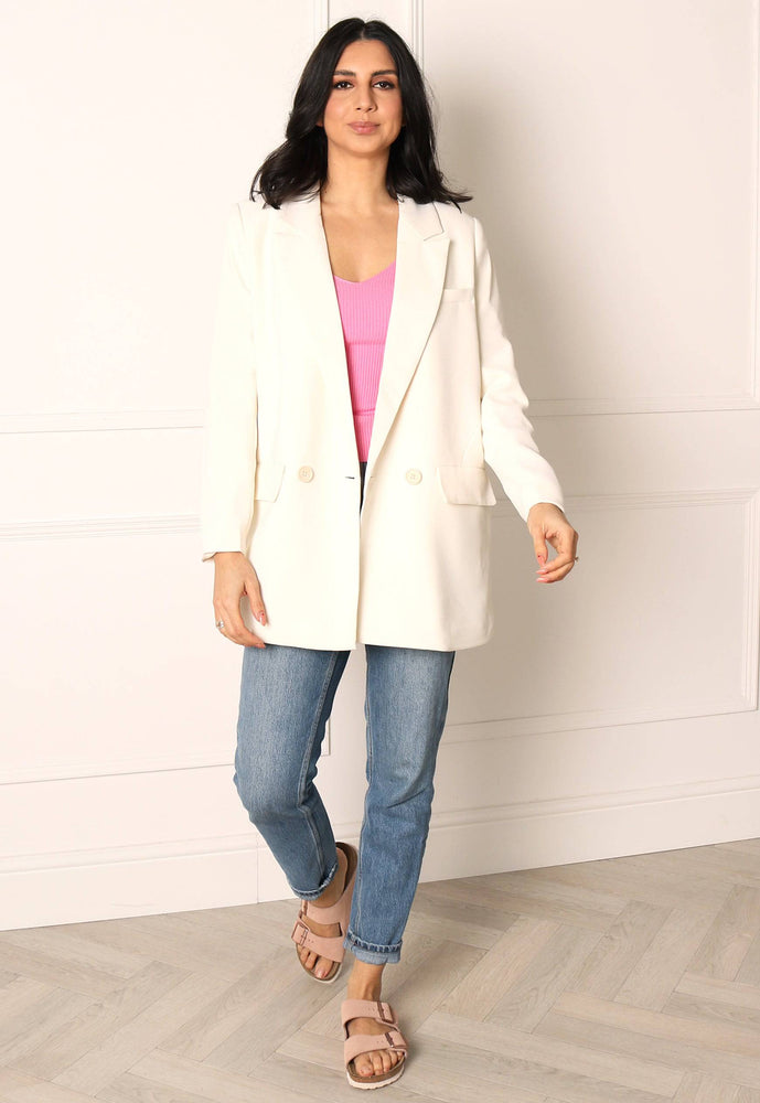 
                  
                    ONLY Casia Oversized Double Breasted Blazer in Cream - One Nation Clothing
                  
                