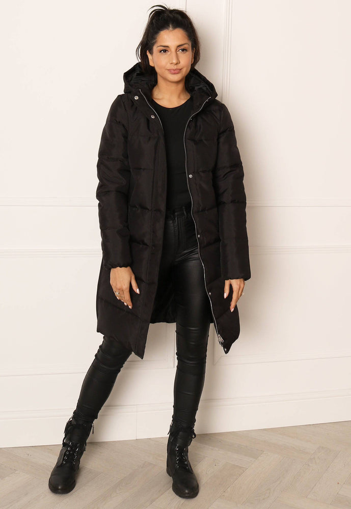 
                  
                    JDY Sunny Longline Hooded Padded Puffer Coat in Black - One Nation Clothing
                  
                