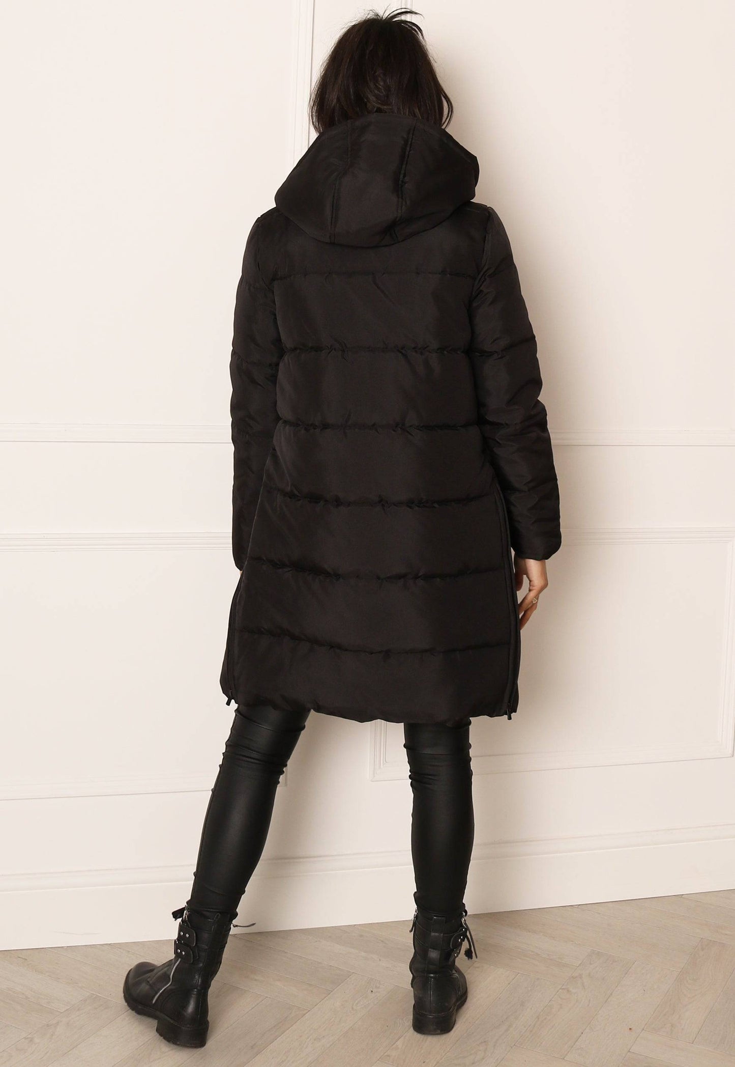 
                  
                    JDY Sunny Longline Hooded Padded Puffer Coat in Black - One Nation Clothing
                  
                