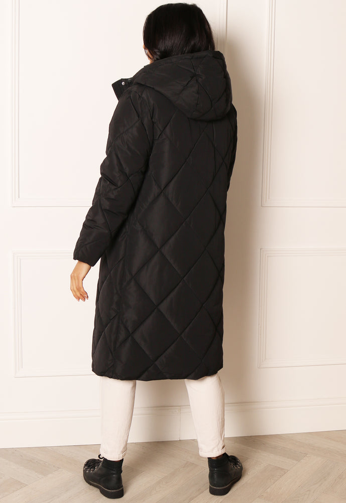 
                  
                    VERO MODA Laloa Diamond Quilted Midi Puffer Coat with Hood in Black - One Nation Clothing
                  
                