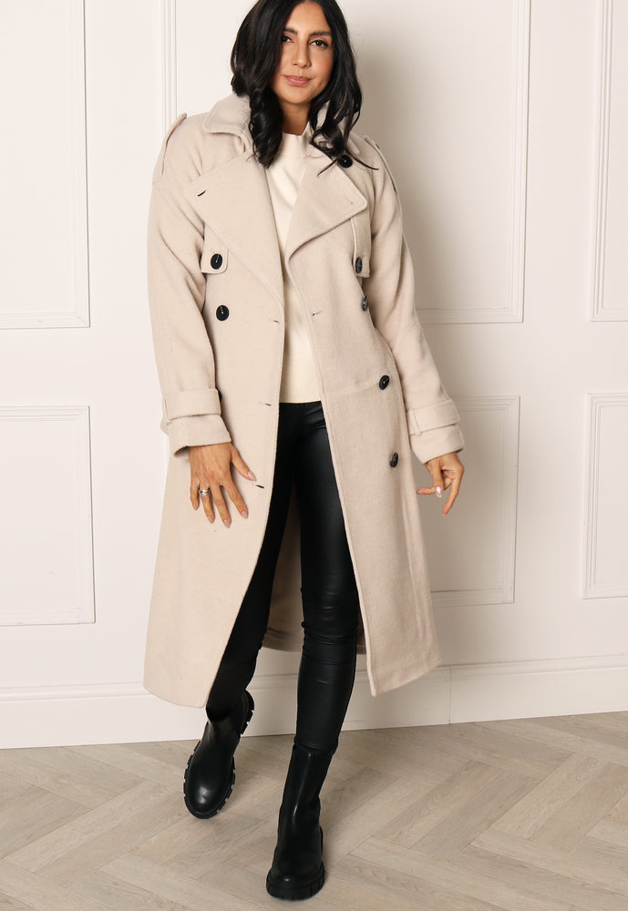 
                  
                    ONLY Alvina Smart Double Breasted Longline Wool Trench Coat in Cream - One Nation Clothing
                  
                