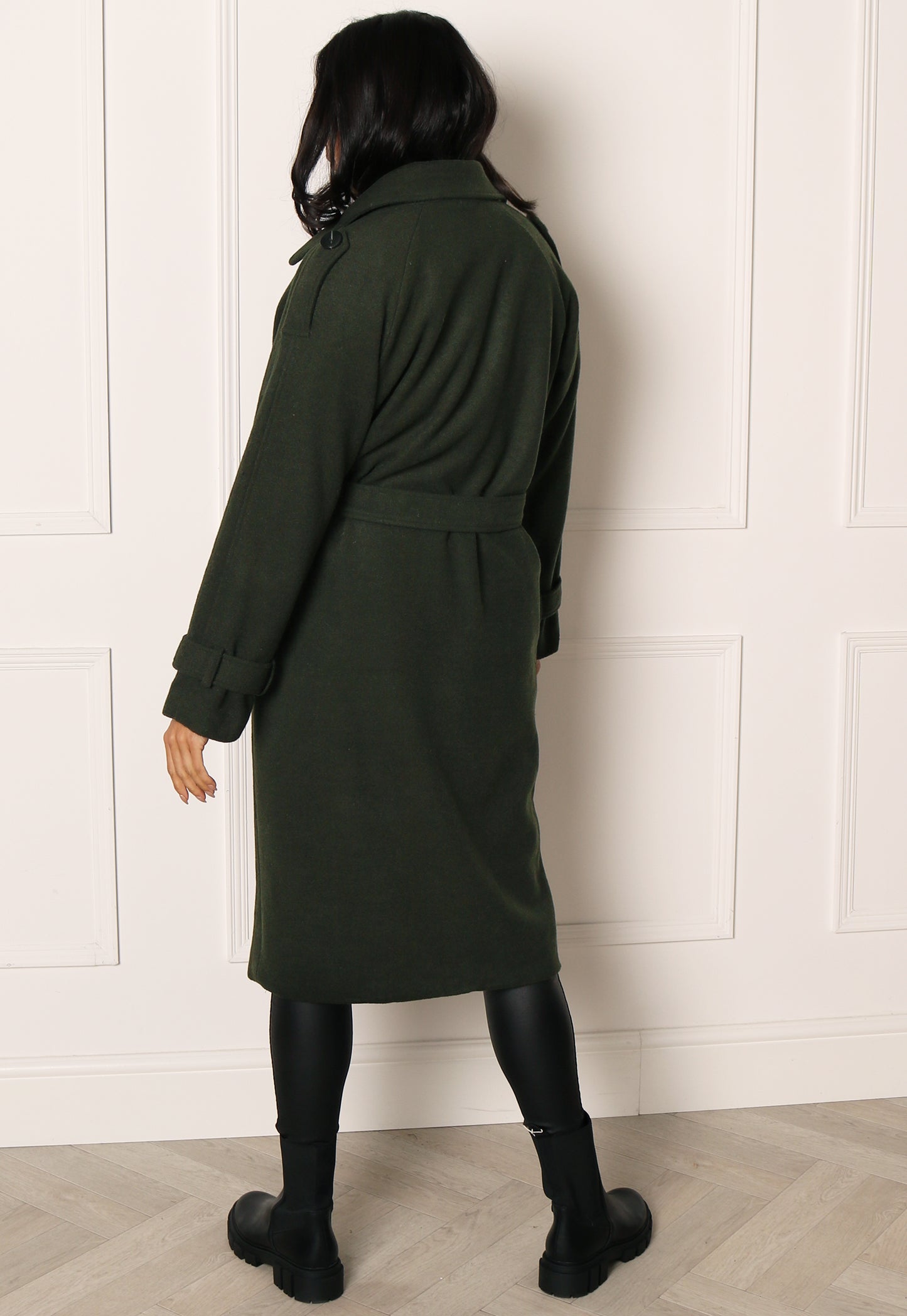 
                  
                    ONLY Alvina Smart Double Breasted Longline Wool Trench Coat in Dark Khaki - One Nation Clothing
                  
                