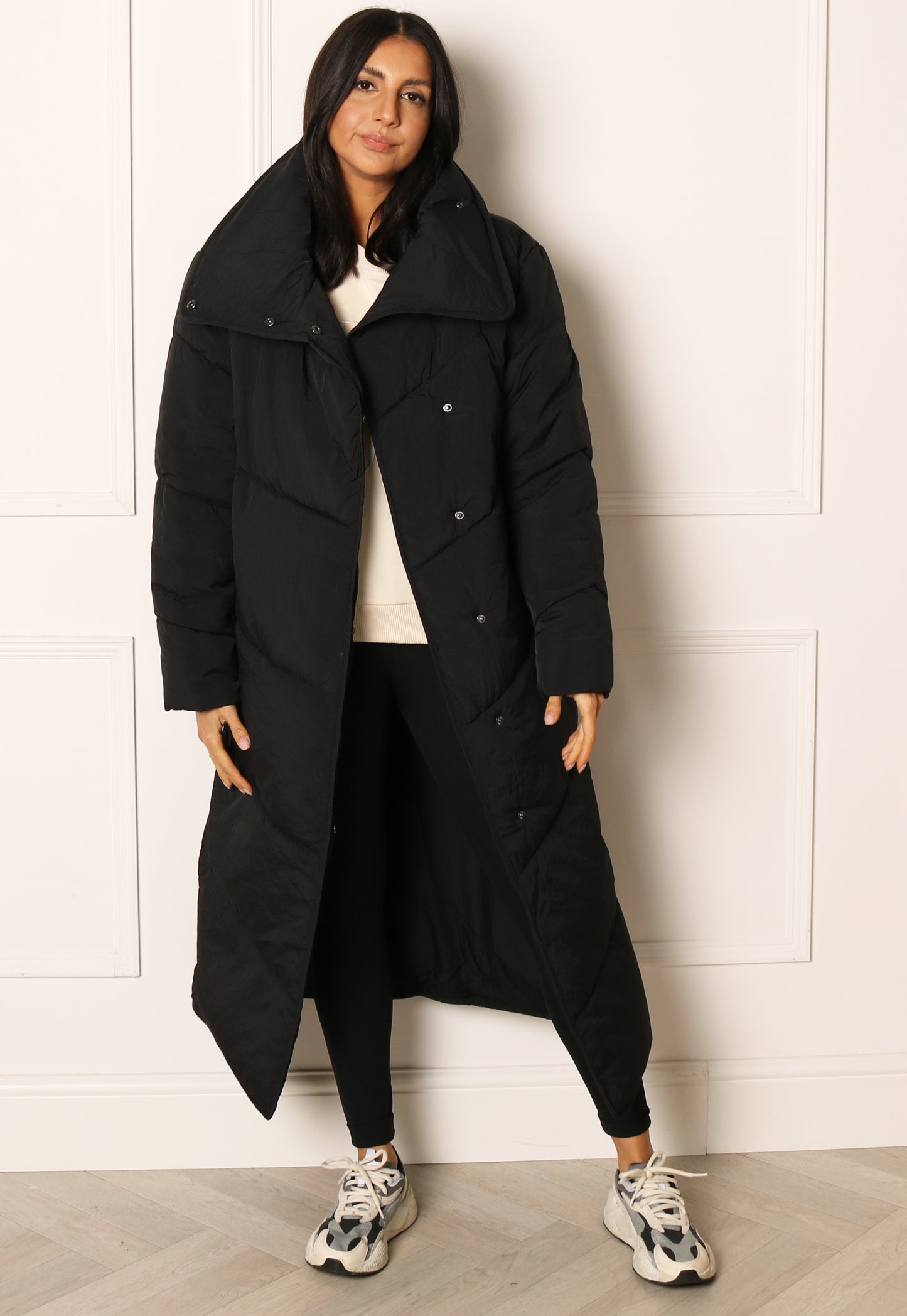 VILA Louisa Maxi Longline Duvet Puffer Coat in Black | One Nation ...