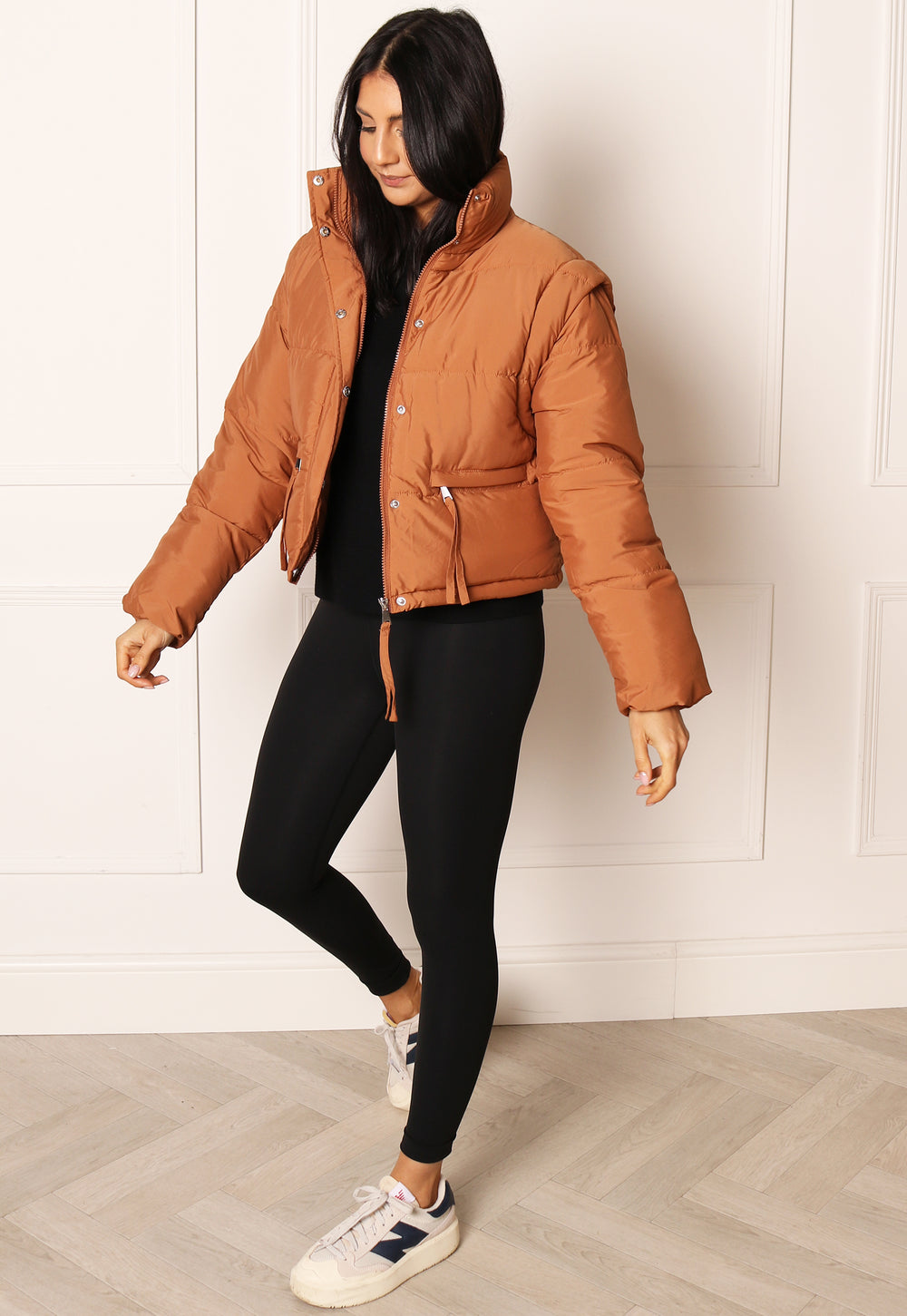 JDY Milo 2 in 1 Cropped Puffer Jacket & Gilet with Funnel Neck in