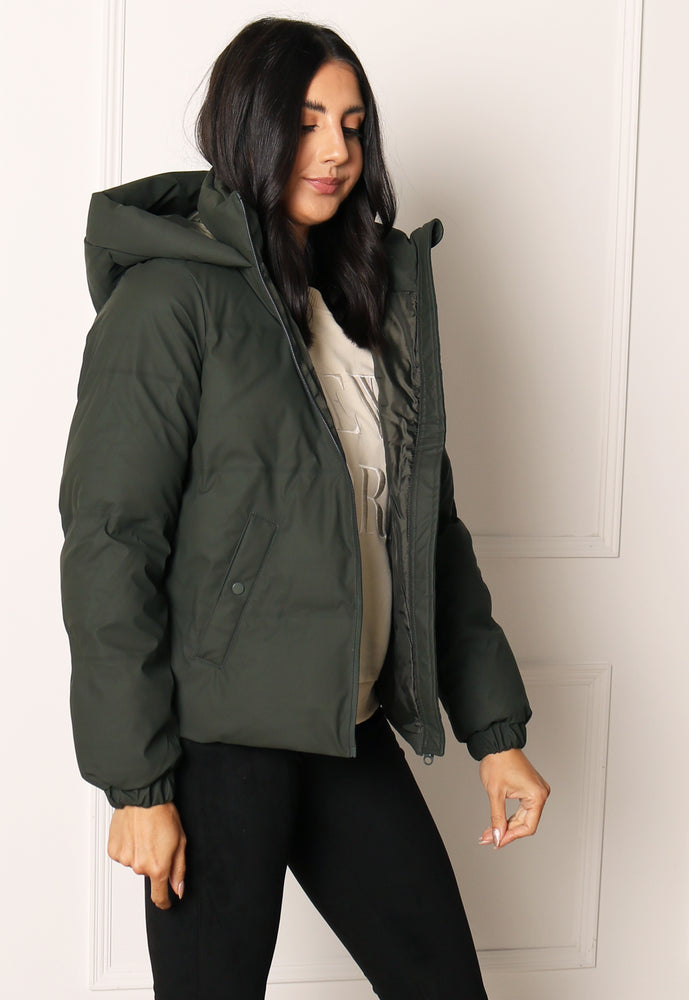 
                  
                    VERO MODA Noe Water Repellent Quilted Short Hooded Puffer Jacket in Dark Khaki - One Nation Clothing
                  
                