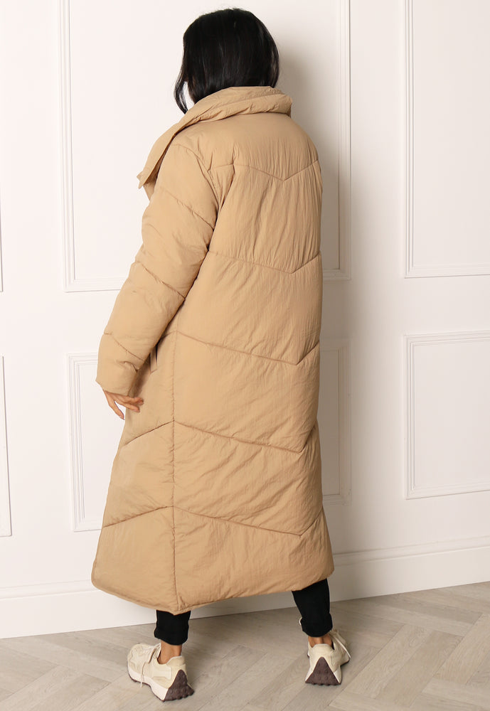 
                  
                    VILA Louisa Maxi Longline Duvet Puffer Coat in Beige - One Nation Clothing
                  
                