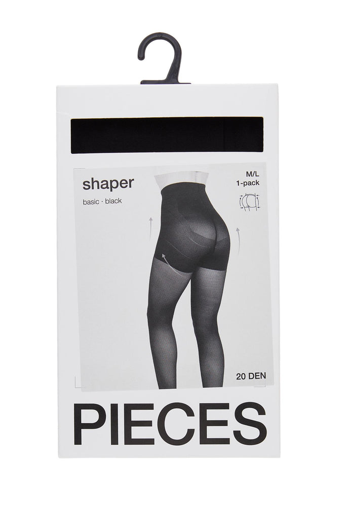 PIECES 20 Denier Semi Sheer Shaper Tights in Black - One Nation Clothing