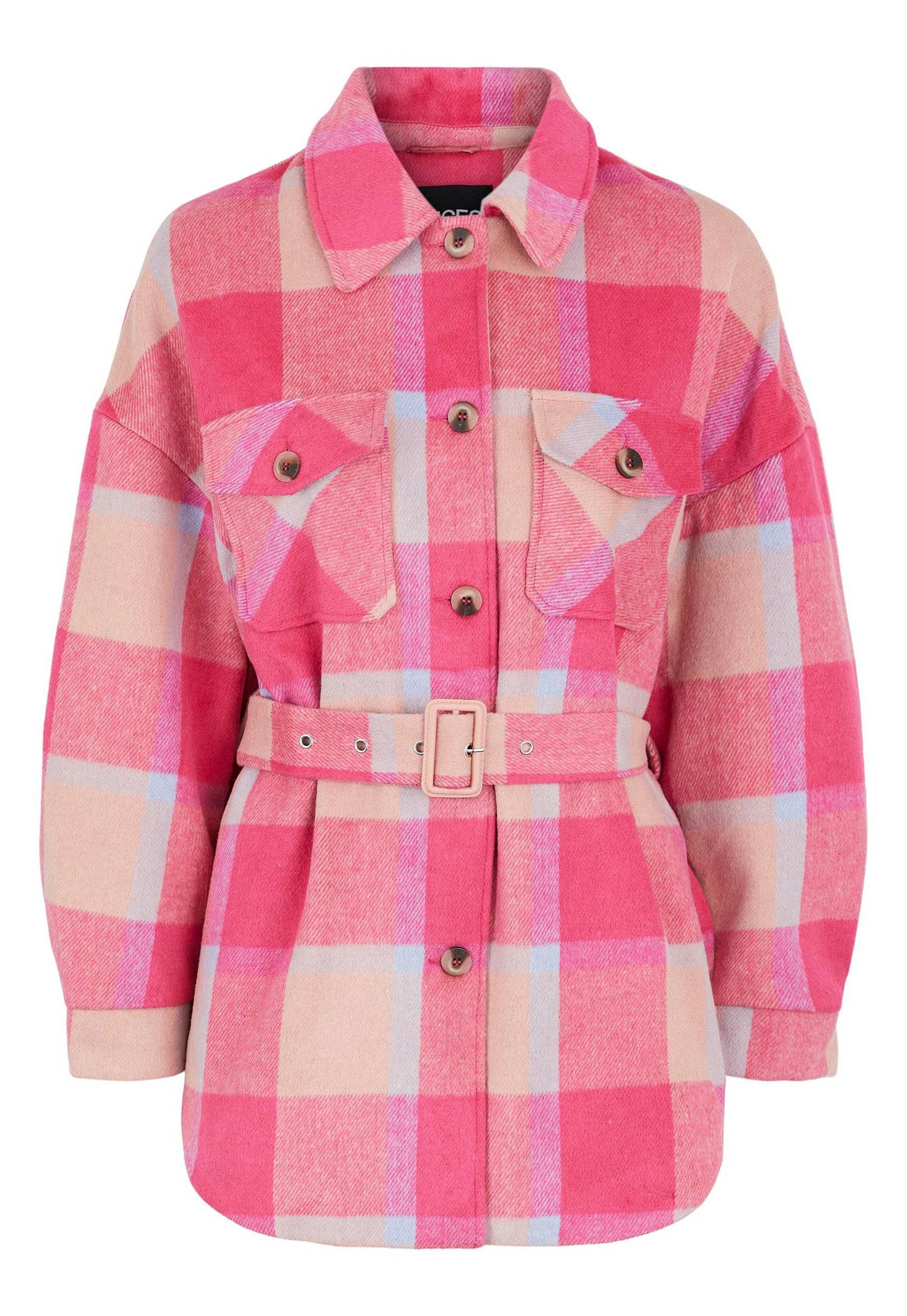 
                  
                    VERO MODA Selma Check Belted Workwear Shacket in Pink Tones - One Nation Clothing
                  
                