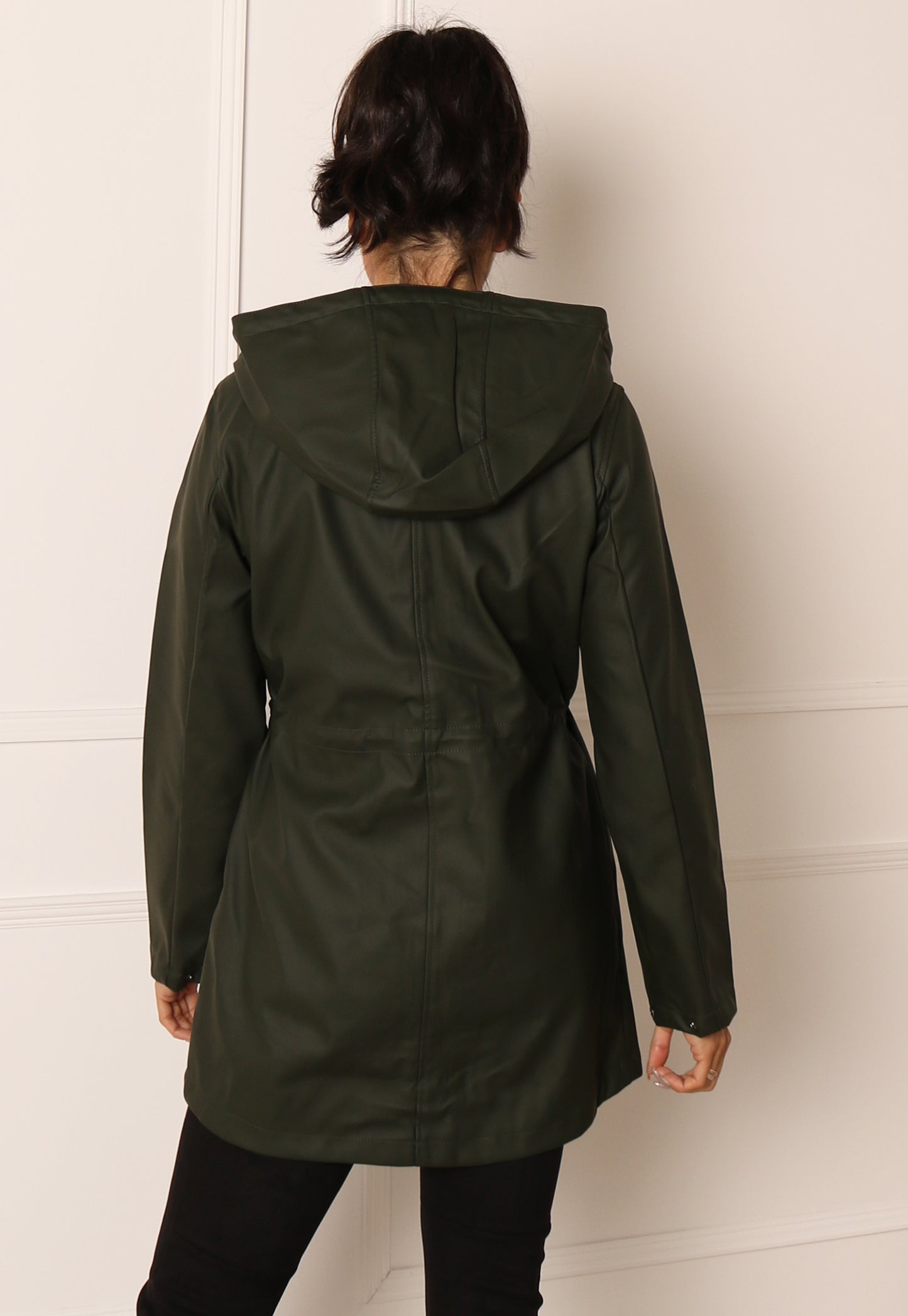 
                  
                    VERO MODA Lou Rubberised Matte Hooded Raincoat Mac in Khaki - One Nation Clothing
                  
                