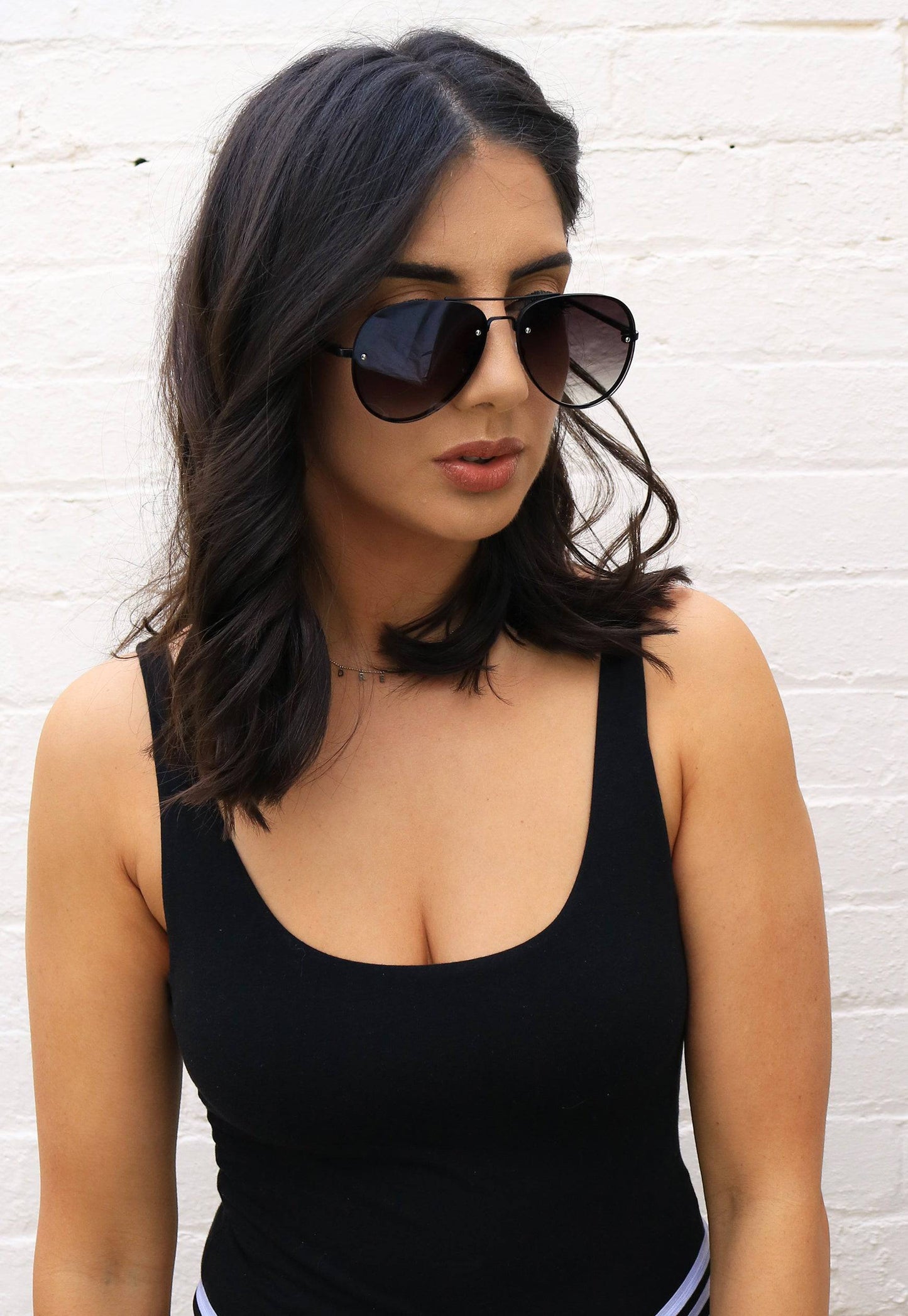 
                  
                    Lana Metal Rim Graduated Lens Oversized Aviator Sunglasses in Black - One Nation Clothing
                  
                