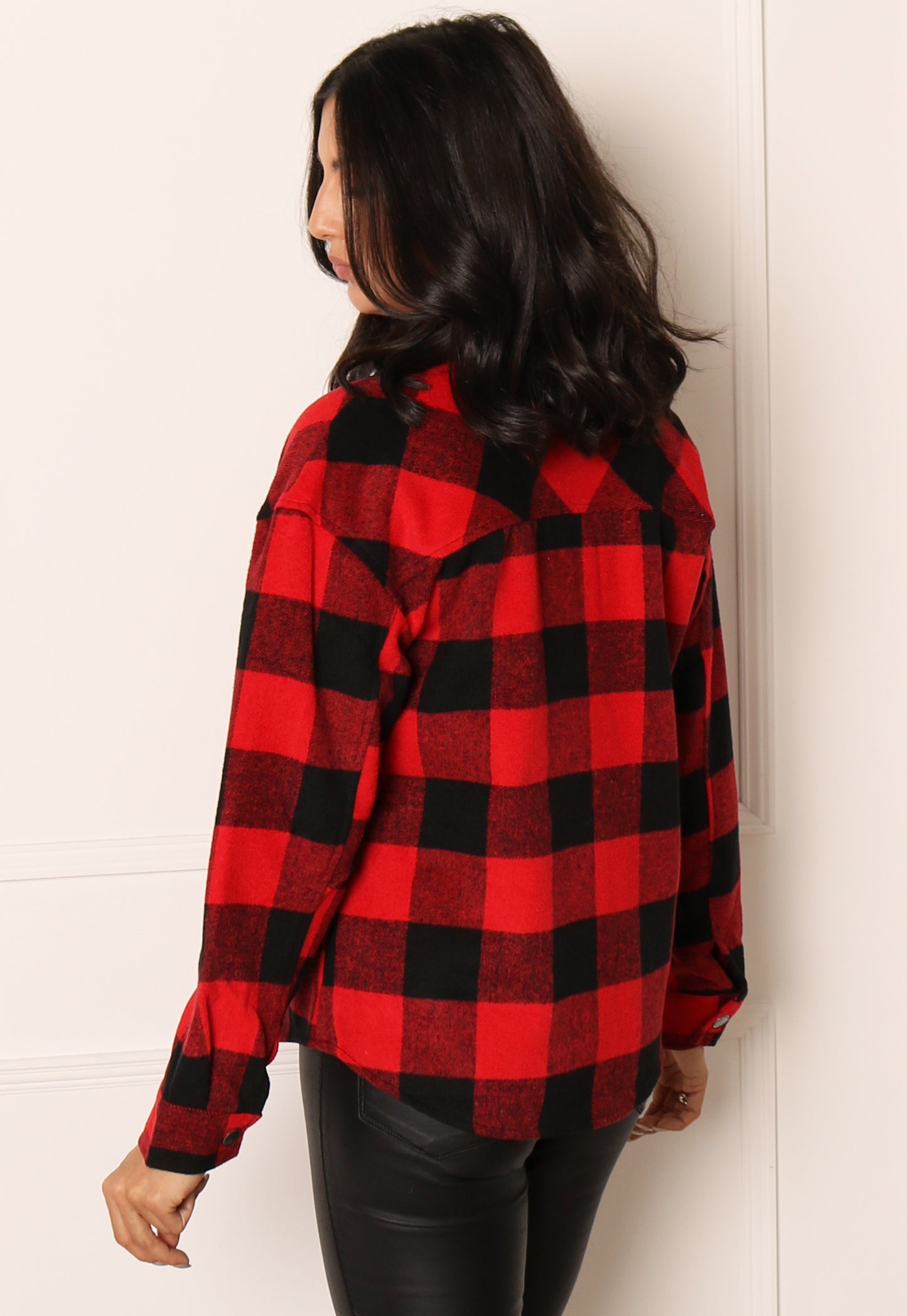 
                  
                    ONLY Brushed Check Shirt Shacket in Red & Black - One Nation Clothing
                  
                
