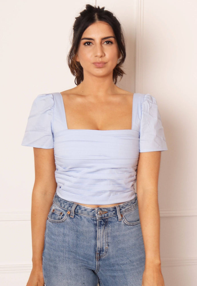 
                  
                    GLAMOUROUS Square Neck Layered Crop Top in Blue - One Nation Clothing
                  
                