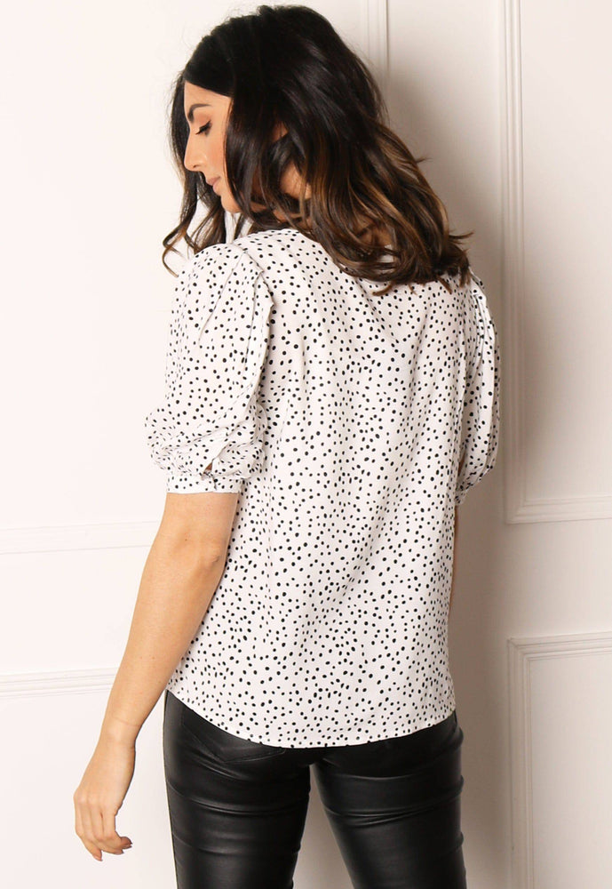 
                  
                    ONLY Karma Polka Dot Puff Sleeve Top in White & Black - One Nation Clothing
                  
                