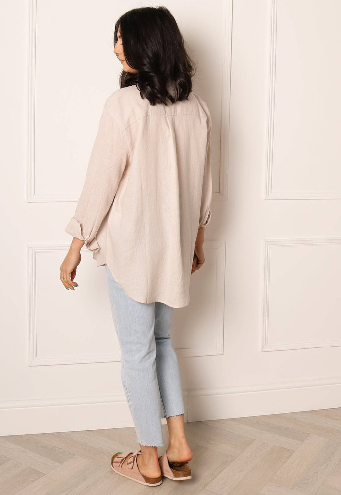 
                  
                    ONLY Oversized Linen Shirt in Beige - One Nation Clothing
                  
                