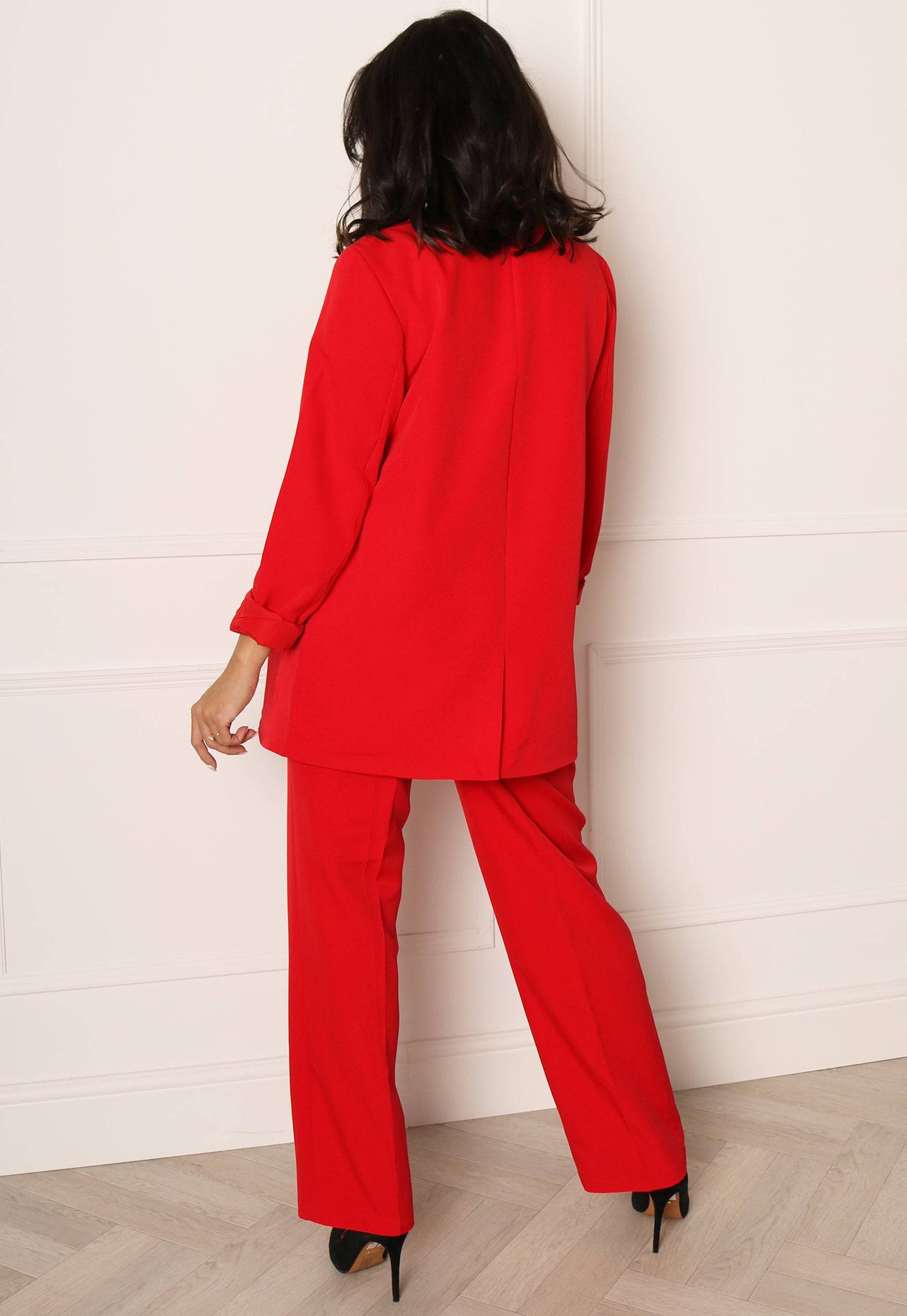 
                  
                    VILA High Waist Wide Leg Suit Trousers in Red - One Nation Clothing
                  
                
