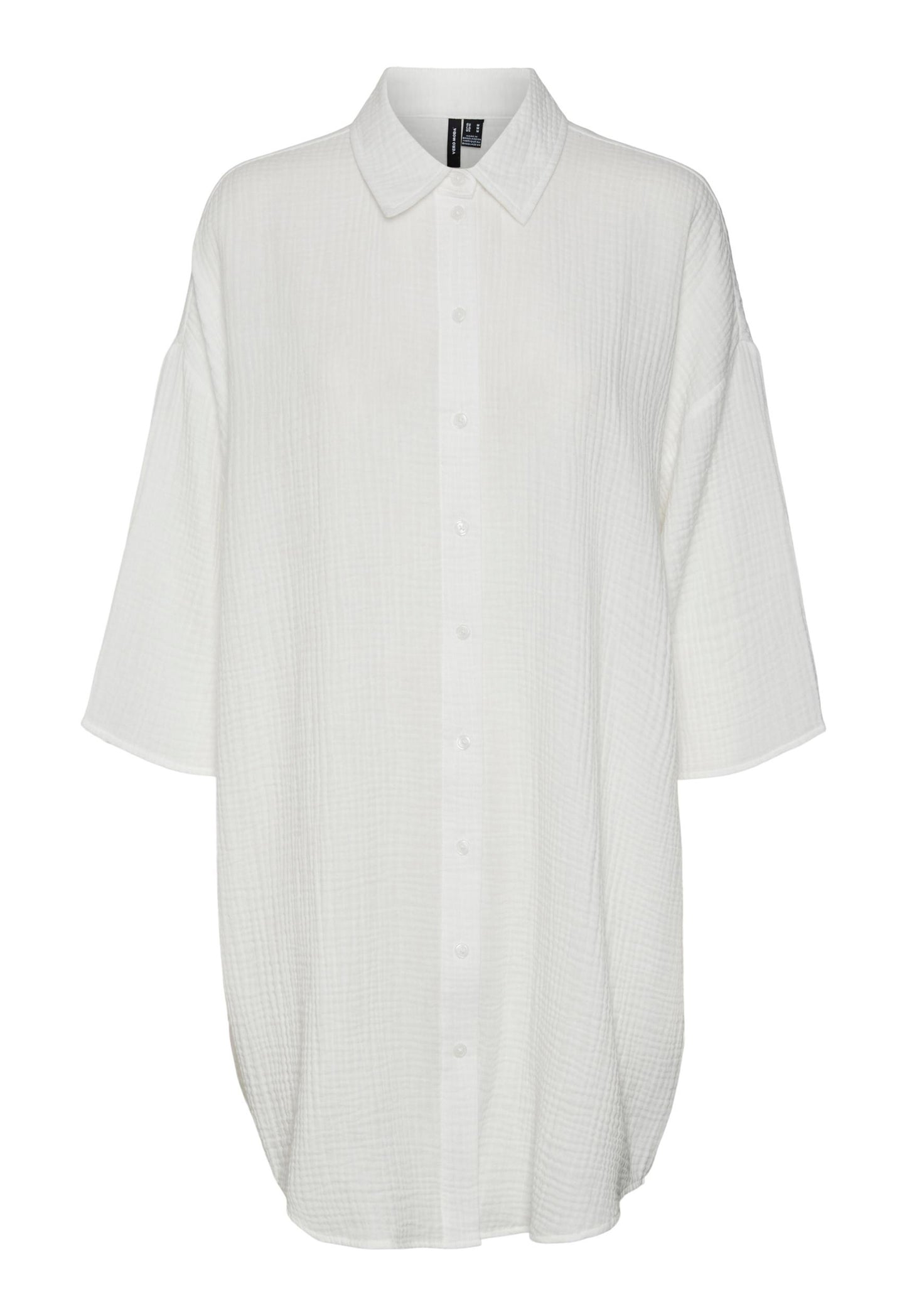 VERO MODA Natali übergroßes Strandhemdkleid aus Baumwoll-Käsestoff in Weiß – One Nation Clothing