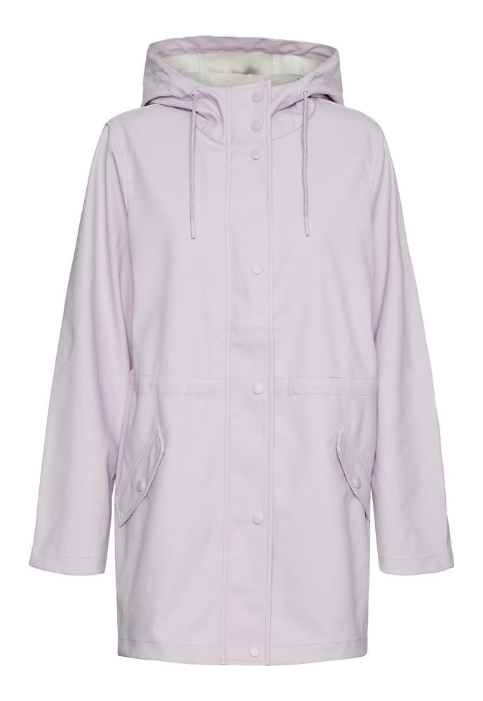 
                  
                    VERO MODA Lou Rubberised Matte Hooded Raincoat Mac in Lilac - One Nation Clothing
                  
                