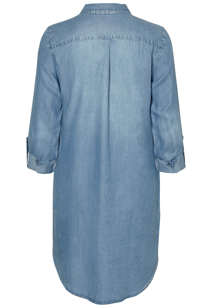 
                  
                    VERO MODA Silla Tencel Denim Button Mini Shirt Dress with Three Quarter Sleeves in Blue - One Nation Clothing
                  
                