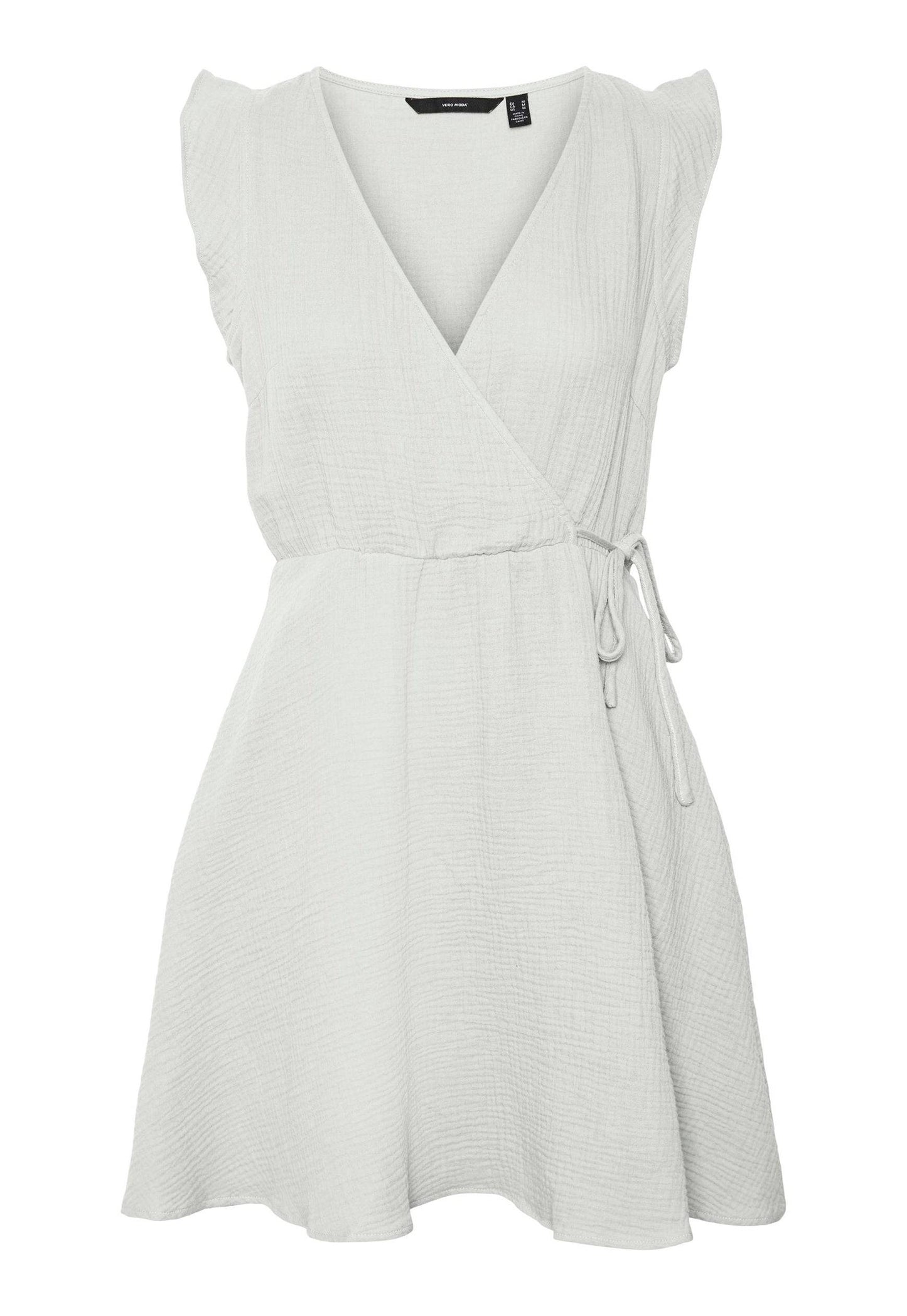 
                  
                    VERO MODA Natali Cheesecloth Cotton Short Sleeve Mini Wrap Summer Dress in White - One Nation Clothing
                  
                