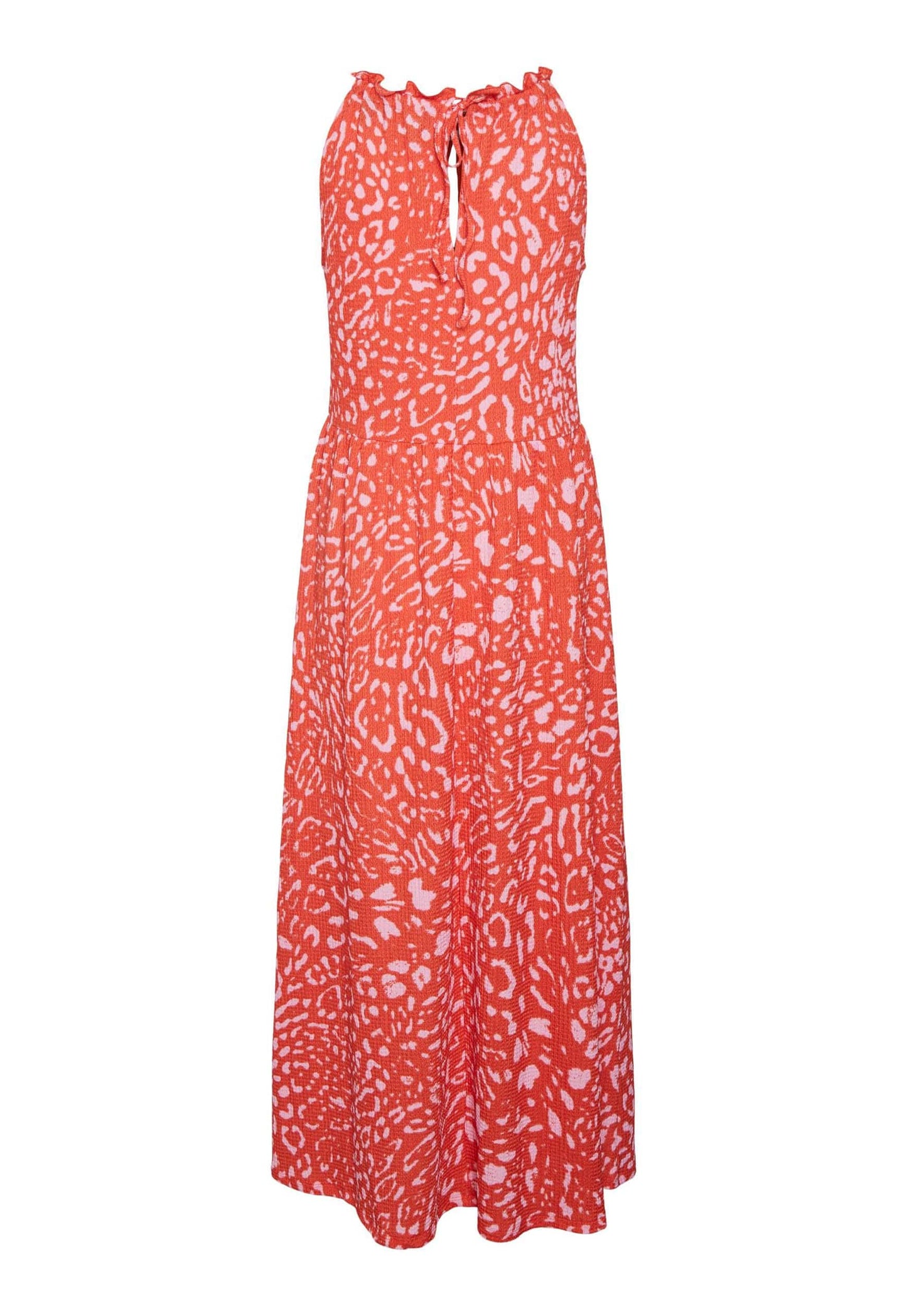 
                  
                    VERO MODA Loa Leopard Print Halter Neck Beachy Maxi Dress in Red & Pink - One Nation Clothing
                  
                