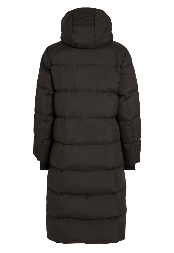 
                  
                    VILA Northie Maxi Longline Down Puffer Coat with Hood in Black - One Nation Clothing
                  
                