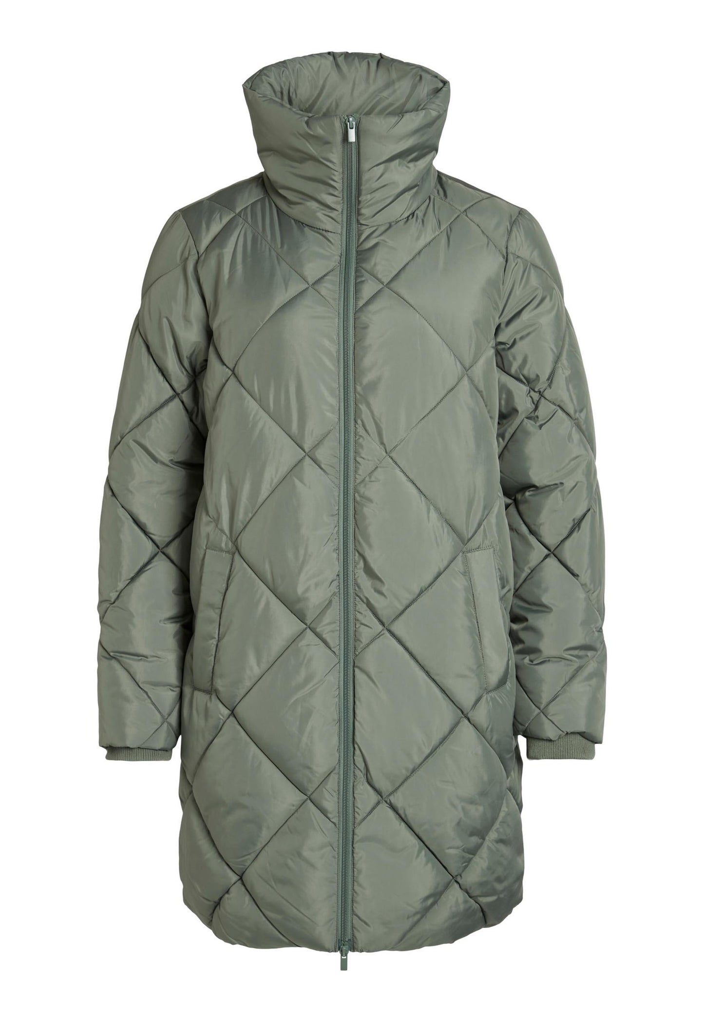
                  
                    VILA Adaya Diamond Quilted Longline Puffer Coat with Funnel Neck in Soft Khaki - One Nation Clothing
                  
                