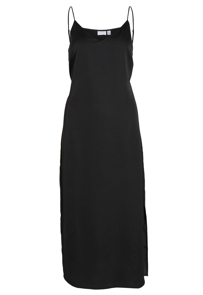
                  
                    VILA Ellette Satin Midi Slip Dress in Black - One Nation Clothing
                  
                