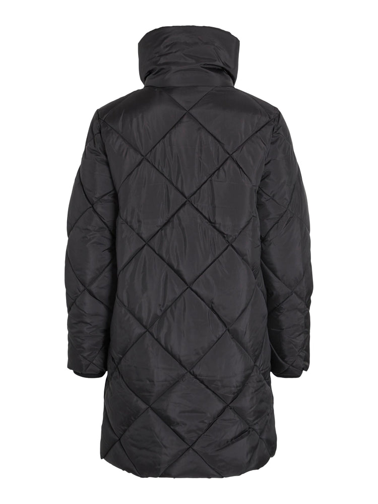 
                  
                    VILA Adaya Diamond Quilted Longline Puffer Coat with Funnel Neck in Black - One Nation Clothing
                  
                
