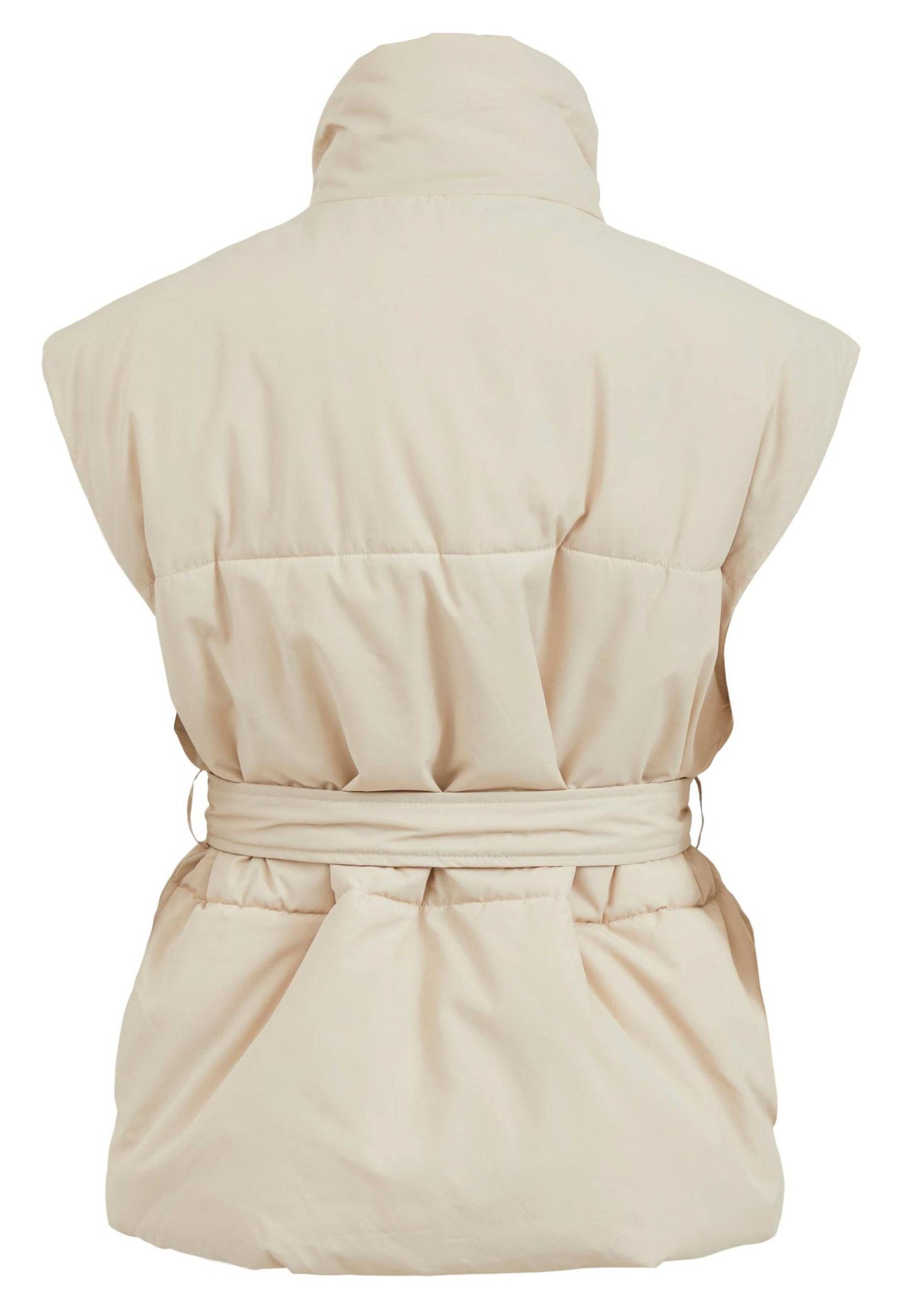 
                  
                    VILA Loui Short Belted Puffer Sleeveless Gilet in Cream - One Nation Clothing
                  
                