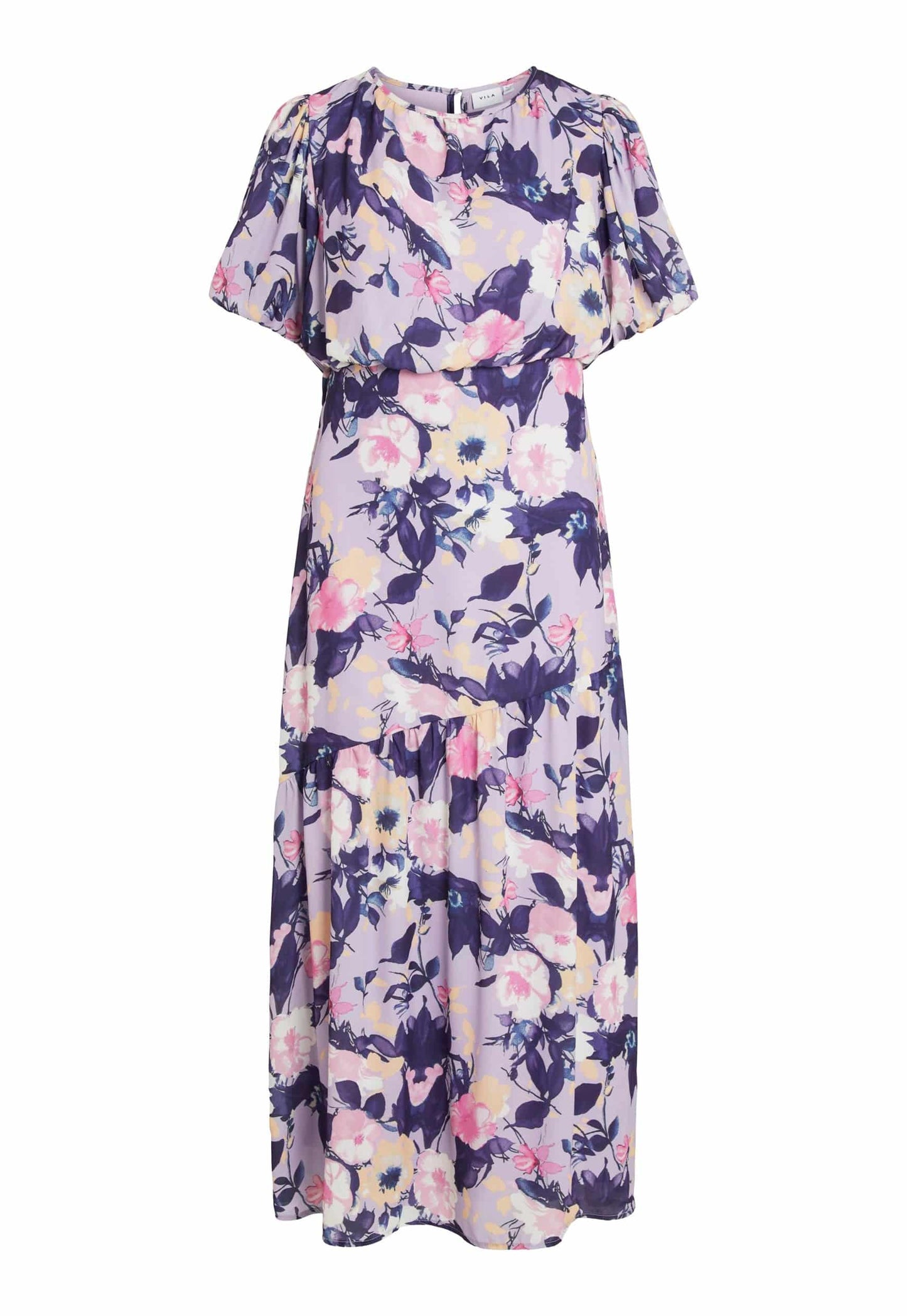 
                  
                    VILA Courtney Floral Print Tiered Hem Maxi Dress in Purple and Lilac - One Nation Clothing
                  
                