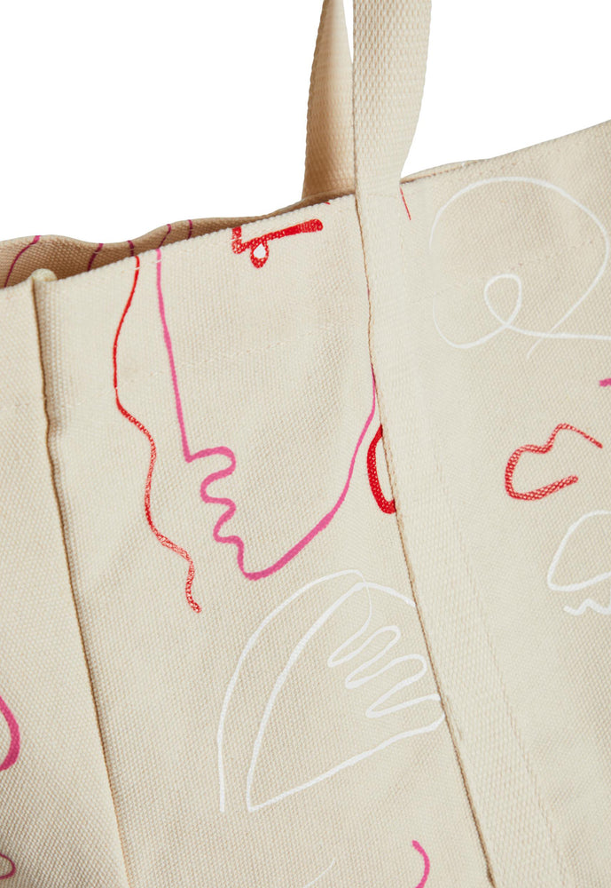 
                  
                    VILA Abstract Faces Canvas Tote Shopper Bag in Cream & Pink Tones - One Nation Clothing
                  
                