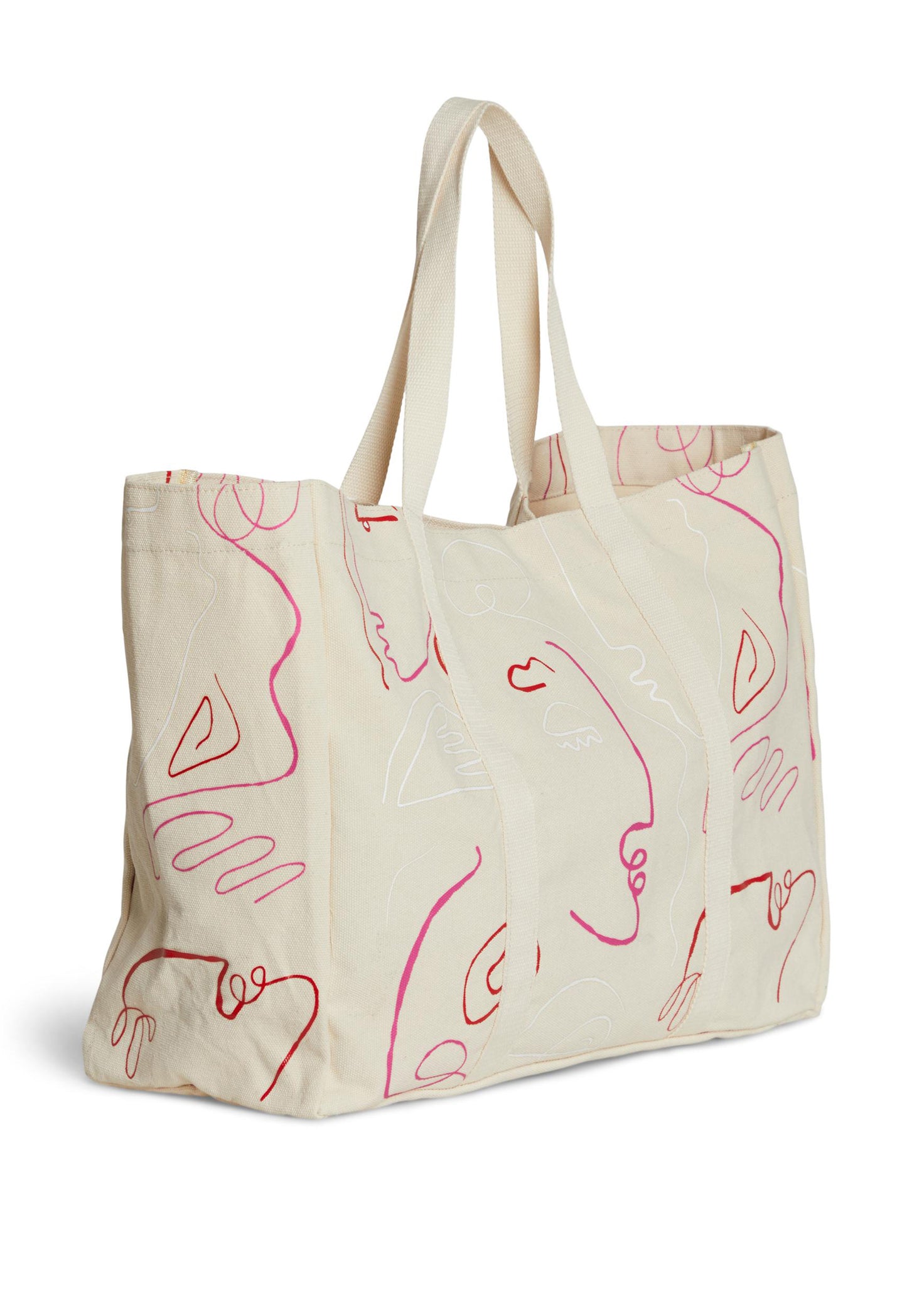 
                  
                    VILA Abstract Faces Canvas Tote Shopper Bag in Cream & Pink Tones - One Nation Clothing
                  
                